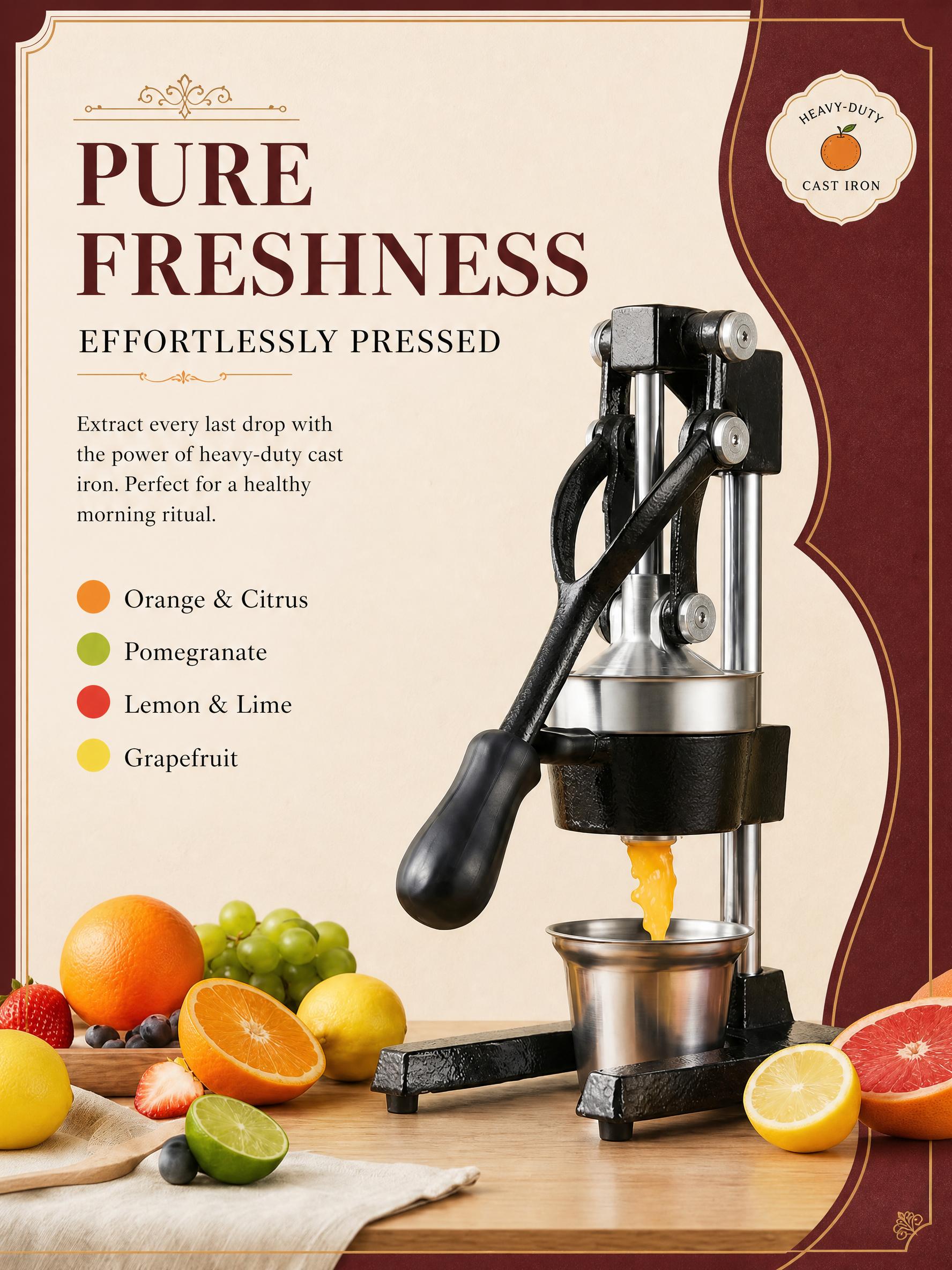 Citrus Juicer Bar - Espremedor Manual, Espremedor Manual de Cítricos,