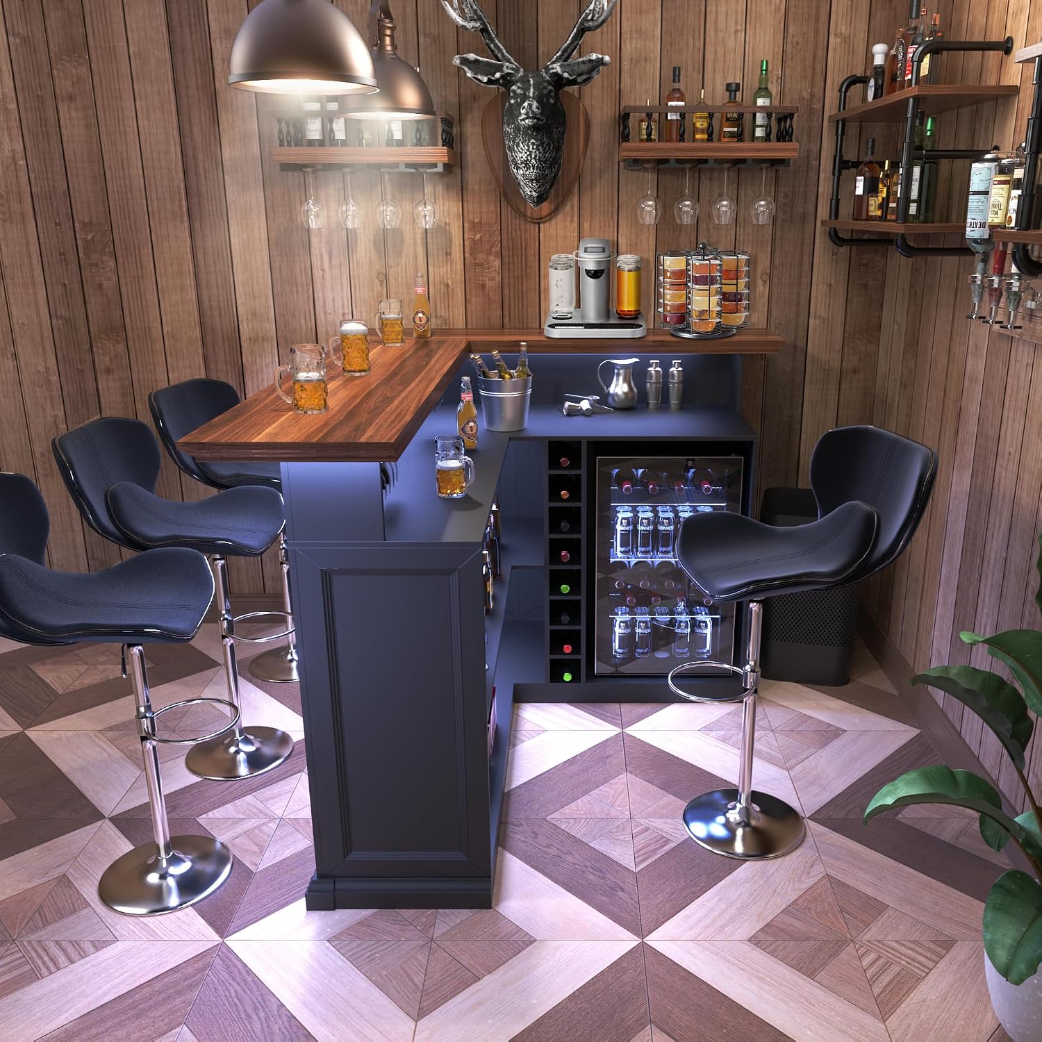 Armário de Bar em L para Casa  - Home Bar Lounge avaliação e preço